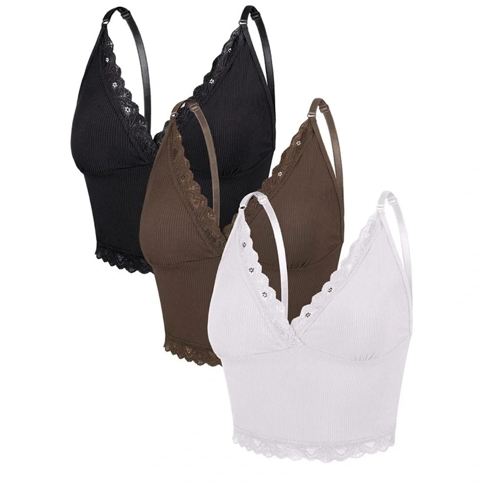 NIB! Pack of 3 cropped v-neck camis Small